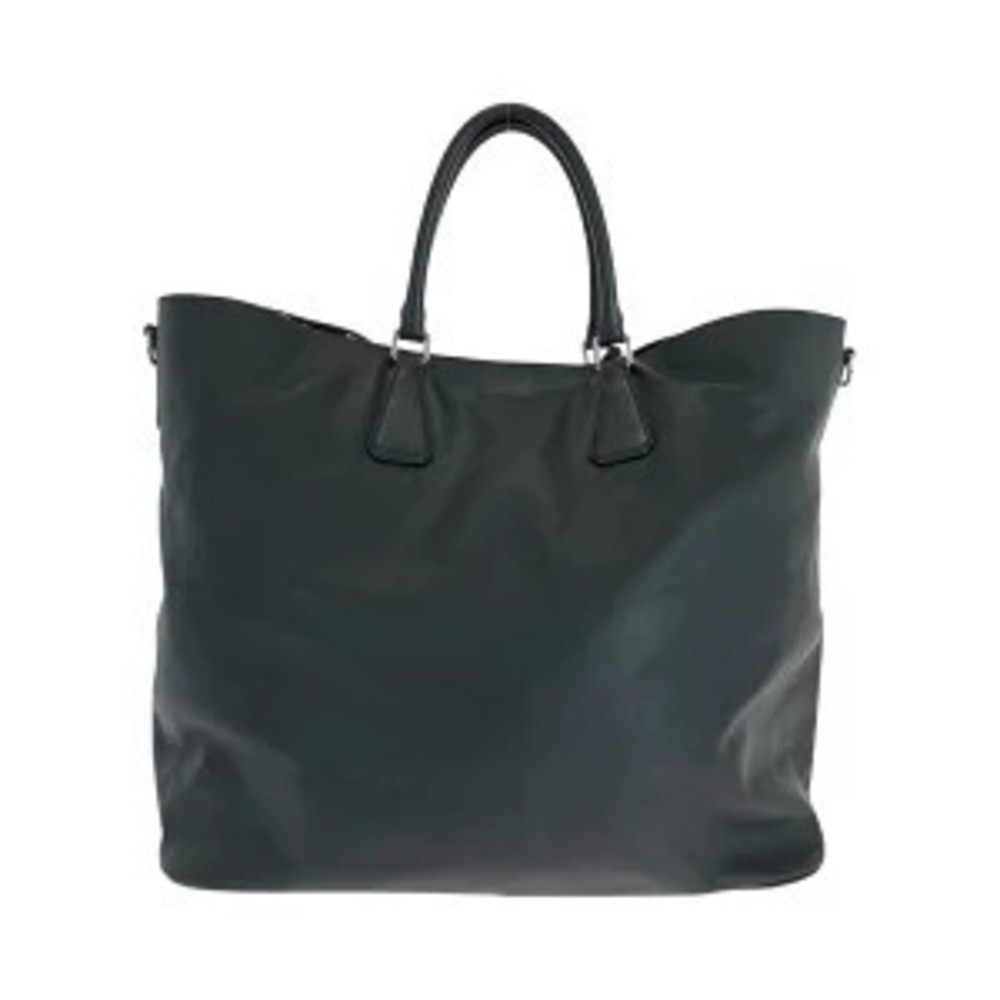 Prada Leather Tote Bag Handbag White Saffiano Black White Black